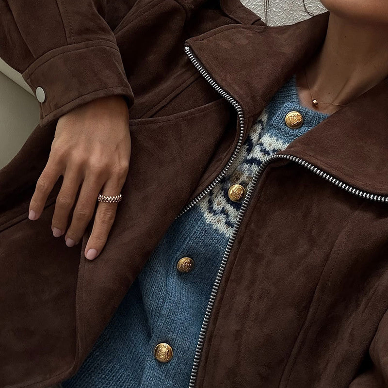 Women's Casual Zip Up Jacket, Fall Long Sleeve Outerwear Coat With Pockets