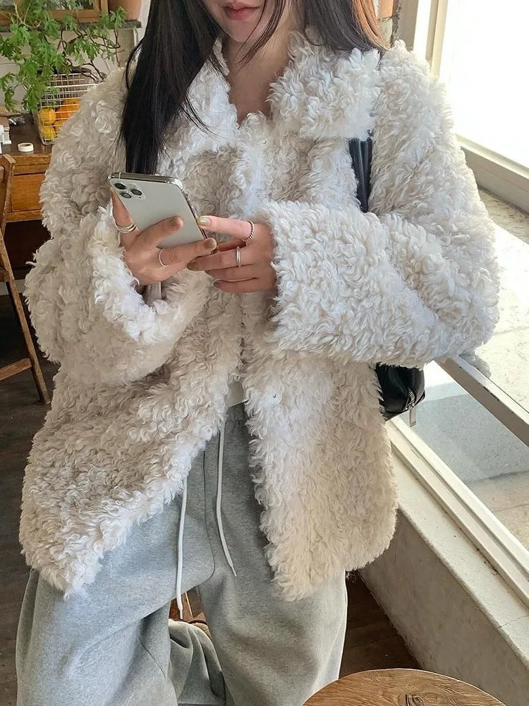 Korean Faion Collar Circle Fur Cotton Women's Warm Coat Winter New Sle Lazy Aosphere Cotton Jaet Fem Outerwear