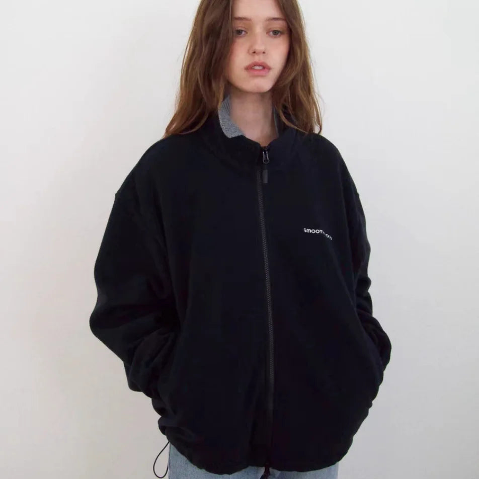 Smoothood Baby Sauce Loose Casual Stand Collar Zipper Fce Jaet Autumn 2025 Women's Commute Sle Regular Thin