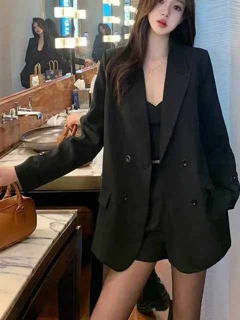 Slimming Briti Sle Loose Fit Suit Jaet for plus Size Women Autumn Spring Seasonal Faionable Streetwear Coat