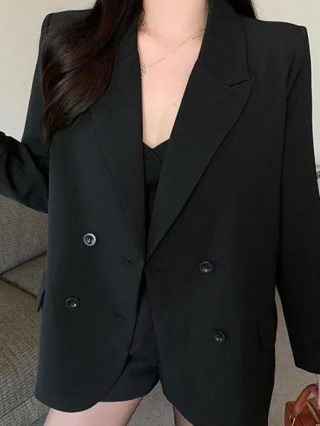 Slimming Briti Sle Loose Fit Suit Jaet for plus Size Women Autumn Spring Seasonal Faionable Streetwear Coat