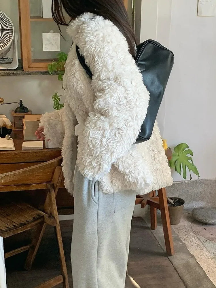 Korean Faion Collar Circle Fur Cotton Women's Warm Coat Winter New Sle Lazy Aosphere Cotton Jaet Fem Outerwear