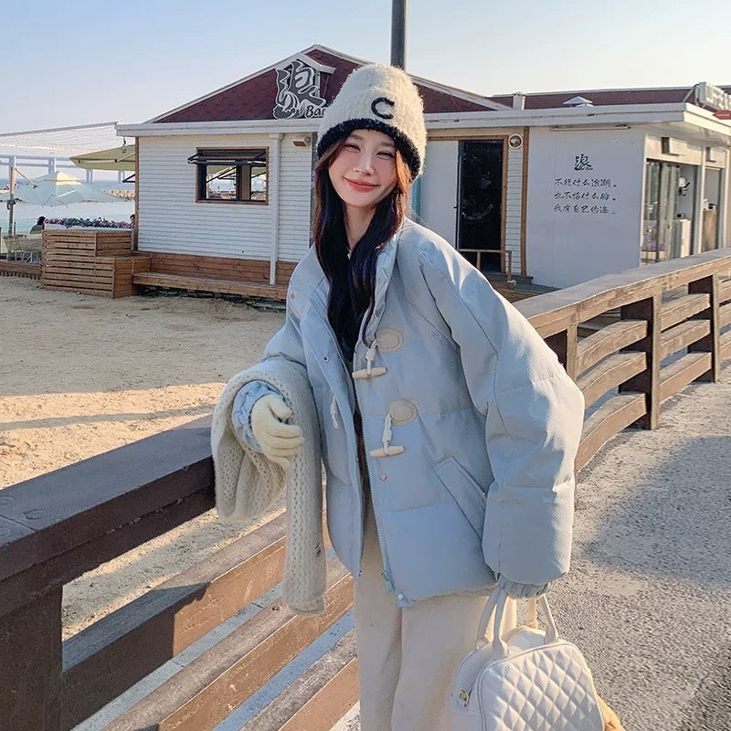 Winter Short Stand Collar Thick Cotton Coat With Toggles