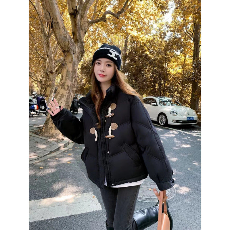Winter Short Stand Collar Thick Cotton Coat With Toggles